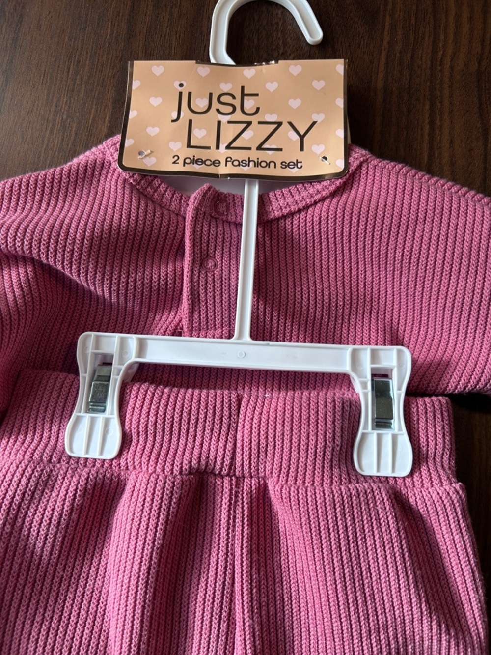 Kids Pink 'Happy' Ribbed Matching Set by​ - Picture 7 of 11